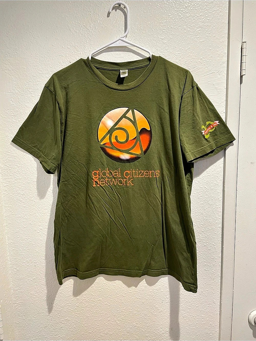 Royal Apparel Global Citizens Network 20 Years Olive Graphic Tee Men's Large LG